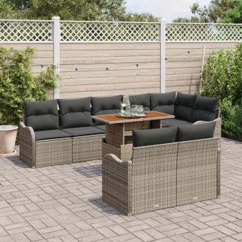 ARDEBO.de - Garten-Sofa-Set 9 stk. Grau Poly Rattan