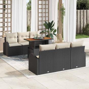 ARDEBO.de - Garten-Sofa-Set 7 stk. Schwarz Poly Rattan