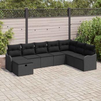 ARDEBO.de - Sofa Set mit Kissen mit Speicher Schwarz Poly-Rattan