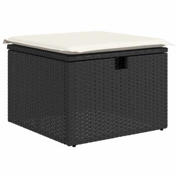 ARDEBO.de - 5-teiliges Garten Sofa Set mit Kissen Schwarz Poly Rattan, 2-Sitzer Garten Sofa mit Kissen Schwarz Poly Rattan