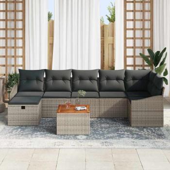 ARDEBO.de - 8-teiliges Garten Sofa Set mit Kissen Grau Poly Rattan