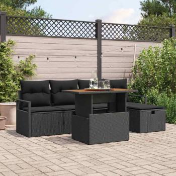 ARDEBO.de - Gartensofa-set 6 Stk. Schwarz Poly-Rattan