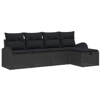 Gartensofa-set 5 stk. Schwarz Poly-Rattan