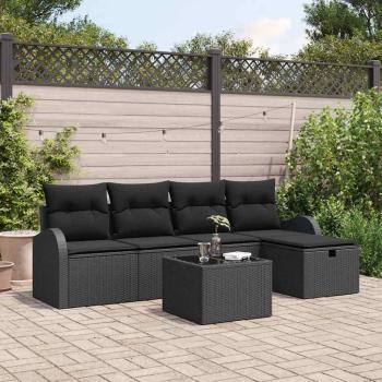 ARDEBO.de - Gartensofa-set 6 stk. Schwarz Poly-Rattan