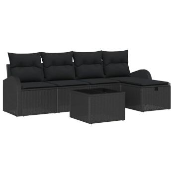 Gartensofa-set 6 stk. Schwarz Poly-Rattan