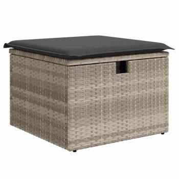 6-teiliges Garten-Sofa-Set mit Kissen Hellgraues Poly-Rattan, 2-Sitzer Garten-Sofa mit Stauraum & Kissen Grau Poly-Rattan