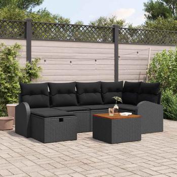 ARDEBO.de - Gartensofa-set 7 Stk. Schwarz Poly Rattan