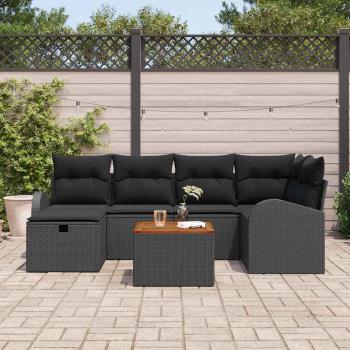 Gartensofa-set 7 Stk. Schwarz Poly Rattan
