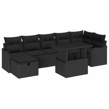 Gartensofa-set 8 Stk. Schwarz Poly-Rattan