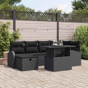 ARDEBO.de - Gartensofa-set 7 Stk. Schwarz Poly-Rattan
