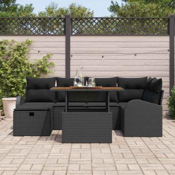 Garten-Sofa-Set 7 Stk. Schwarz Poly-Rattan