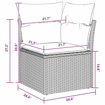 11-teiliges Garten-Sofa-Set mit Kissen Schwarz Poly-Rattan Akazie, 3-teiliges Garten-Dining-Set mit Kissen Schwarz Poly-Rattan Akazie