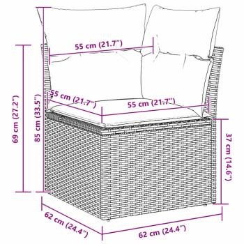 11-teiliges Garten Sofa Set mit Kissen Beige Poly Rattan Akazie, 3-teiliges Garten Essset mit Kissen Beige Poly Rattan Akazie