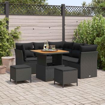 ARDEBO.de - Gartensofa-set 8 pcs Schwarz Poly-Rattan