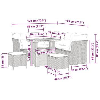 Gartensofa-set 8 pcs Schwarz Poly-Rattan