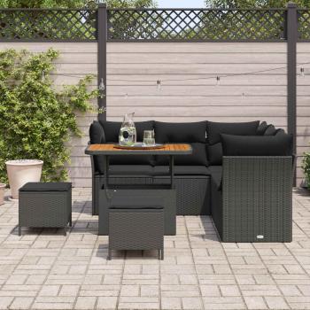 Gartensofa-set 8 pcs Schwarz Poly-Rattan