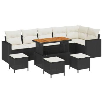 Gartensofa-set 10 pcs Schwarz Poly-Rattan