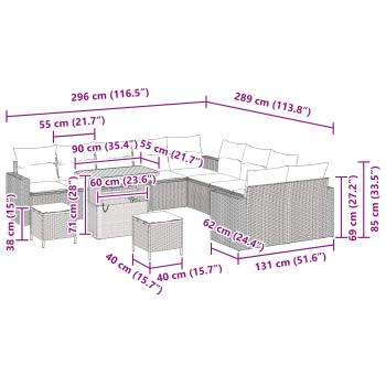 13-teilige Garten-Sofa Set mit Kissen Schwarz Poly-Rattan Akazie, 3-teiliges Garten-Esstisch Set mit Kissen Schwarz Poly-Rattan Akazie