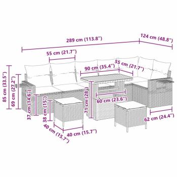 Gartensofa-set 9 pcs Beige Poly-Rattan