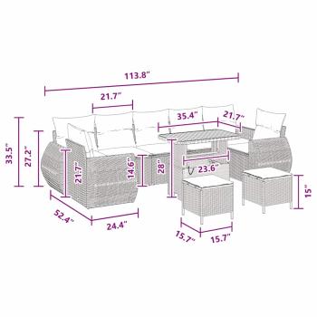10-teiliges Garten-Sofa-Set mit Kissen Schwarz Poly Rattan Akazie, 3-teiliges Garten-Esszimmer-Set mit Kissen Schwarz Poly Rattan Akazie