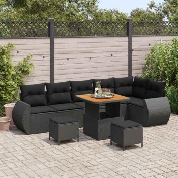 ARDEBO.de - Gartensofa-set 9 Stk. Schwarz Poly-Rattan