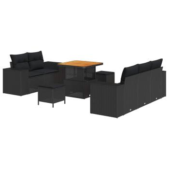 ARDEBO.de - Gartensofa-set 8 pcs Schwarz Poly-Rattan