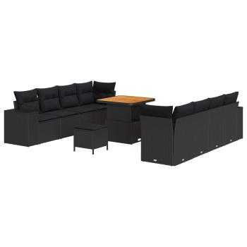 Gartensofa-set 11 Stk. Schwarz Poly-Rattan