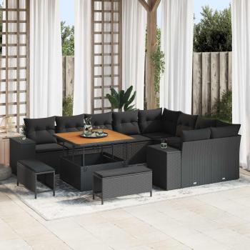 ARDEBO.de - Gartensofa-set 12 Stk. Schwarz Poly-Rattan