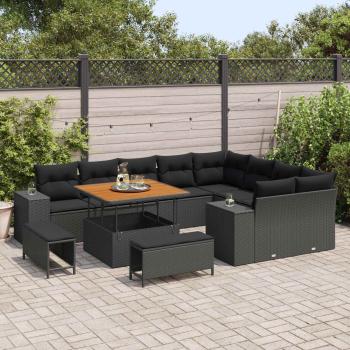 Gartensofa-set 12 Stk. Schwarz Poly-Rattan