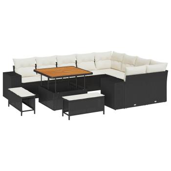 Garten Sofa Set Set aus 5 Schwarz Rattan Groß Verstellbare Füße