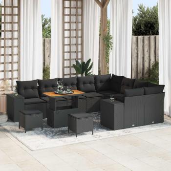 ARDEBO.de - Gartensofa-set 12 stk. Schwarz Poly-Rattan