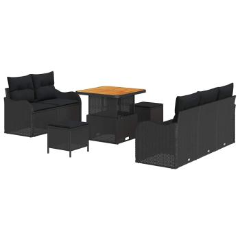 Gartensofa-set 8 Stk. Schwarz Poly-Rattan
