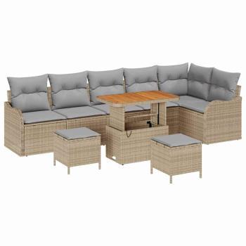 Gartensofa-set 9 Stk. Beige Poly-Rattan