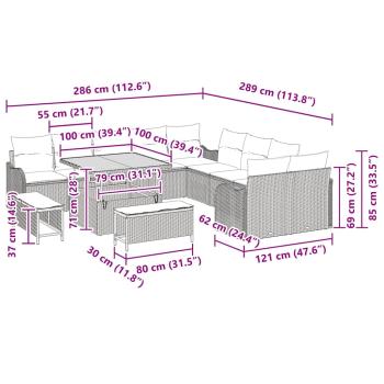 13-teiliges Garten Sofa Set mit Kissen Beige Poly Rattan Akazie, 2-sitziges Garten Sofa mit Kissen Beige Poly Rattan, 3-teiliges Garten Essenset mit Kissen Beige Poly Rattan Akazie