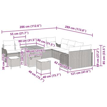 13-teiliges Garten-Sofa-Set mit Kissen Grau Poly Rattan Akazie, 2-Sitzer Garten-Sofa mit Kissen Grau Poly Rattan, 3-teiliges Garten-Dining-Set mit Kissen Grau Poly Rattan Akazie