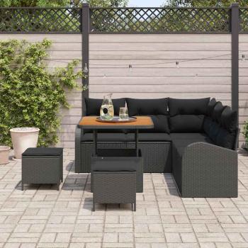 Gartensofa-set 8 Stk. Schwarz Poly-Rattan