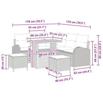 Gartensofa-set 8 Stk. Beige Poly-Rattan