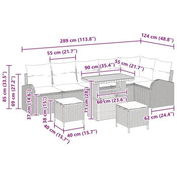 Gartensofa-set 9 Stk. Beige Poly-Rattan