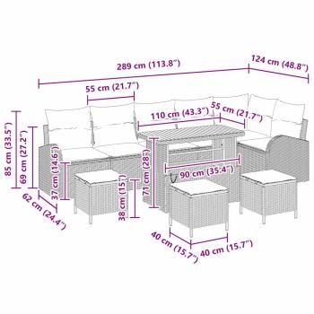 Gartensofa-set 10 Stk. Beige Poly-Rattan