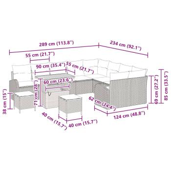 Gartensofa-set 12 Stk. Beige Poly-Rattan