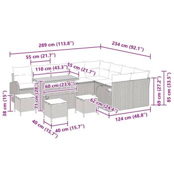 Gartensofa-set 13 Stk. Beige Poly-Rattan