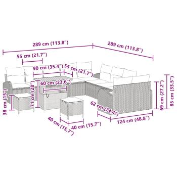13-teiliges Garten-Sofa-Set mit Kissen Schwarzes Poly-Rattan Akazie, 2-Sitzer Garten-Sofa mit Kissen Schwarzes Poly-Rattan, 3-teiliges Garten-Ess-Set mit Kissen Schwarzes Poly-Rattan Akazie