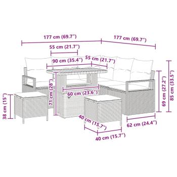 Gartensofa-set 8 Stk. Beige Poly-Rattan