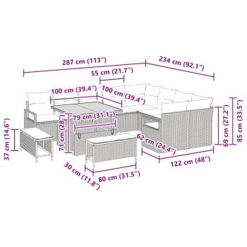 Gartensofa-set 12 Stk. Beige Poly-Rattan