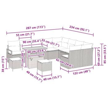 Gartensofa-set 12 Stk. Beige Poly-Rattan