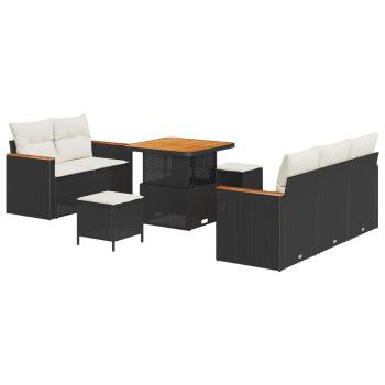 Gartensofa-set 8 Stk. Schwarz Poly-Rattan