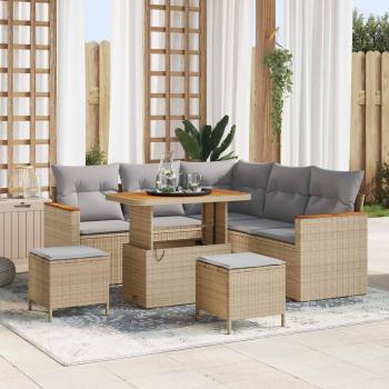 ARDEBO.de - Gartensofa-set 8 pcs Beige Poly-Rattan