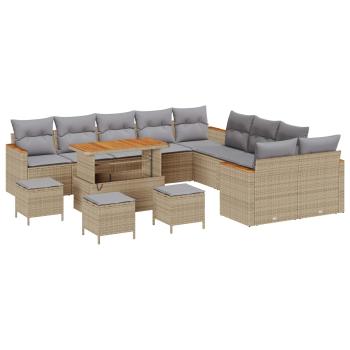 Gartensofa-set 14 Stk. Beige Poly-Rattan
