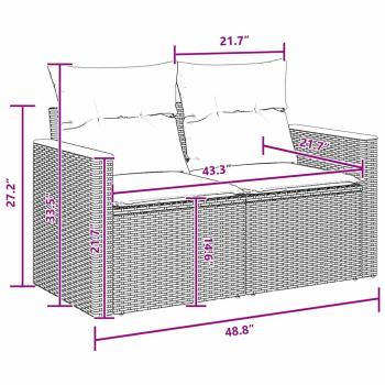 8-teiliges Garten-Sofa-Set mit Kissen, schwarzes Poly-Rattan, Akazie, 3-teiliges Garten-Ess-Set mit Kissen, schwarzes Poly-Rattan, Akazie