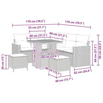 Gartensofa-set 8 pcs Schwarz Poly-Rattan